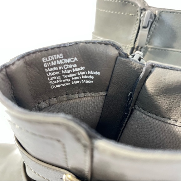 Elditas 6.5M Monica green heel moto side zip boot bootie grunge chunky buckles - Picture 6 of 8